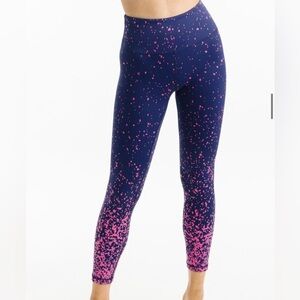 Zyia Navy Pink Splash Light N Tight High Rise Leggings 7/8 24" Size 4
